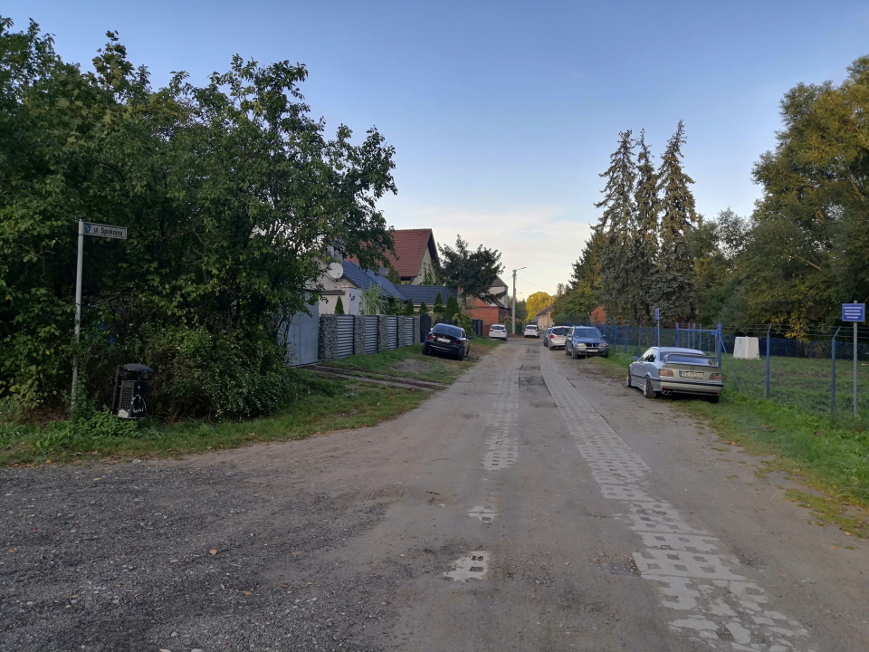 ulica i drzewa oraz samochody zaparkowane wzdłuż ulicy