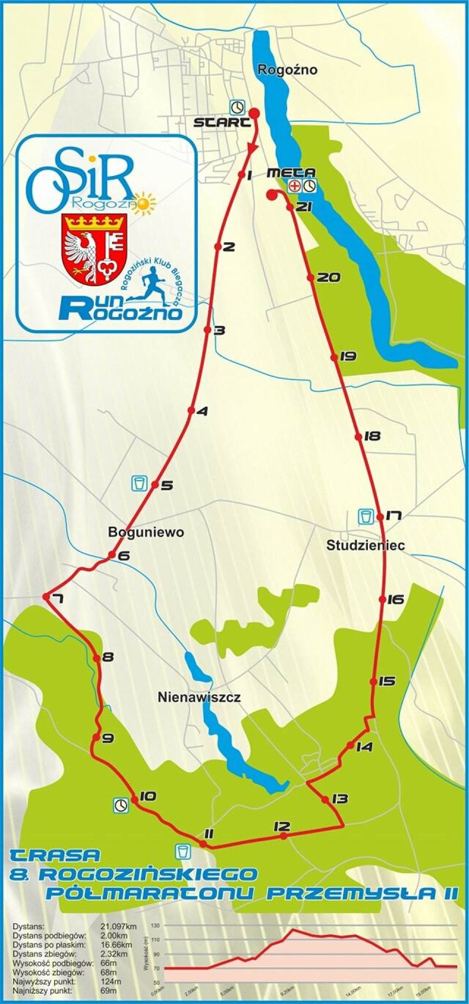 mapa z trasą biegu