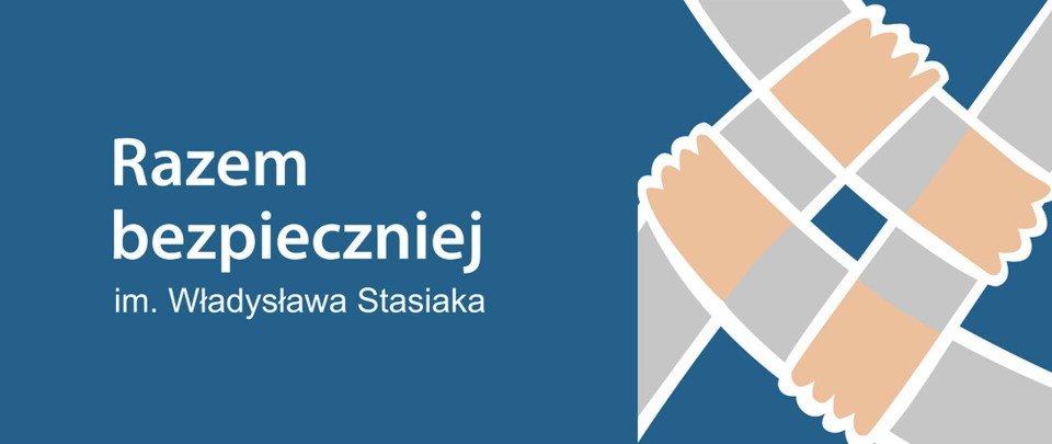 logo Razem bezpieczniej, 4 dłonie trzymające się wzajemnie