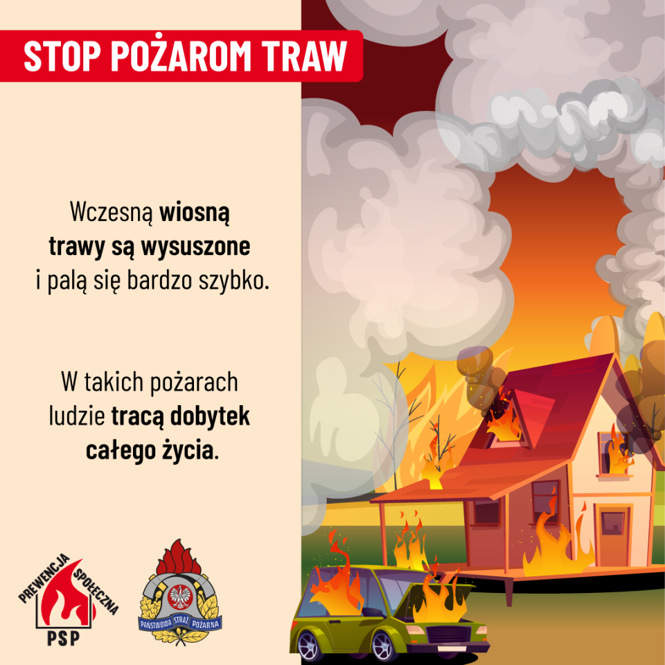 grafika z płonącym domem