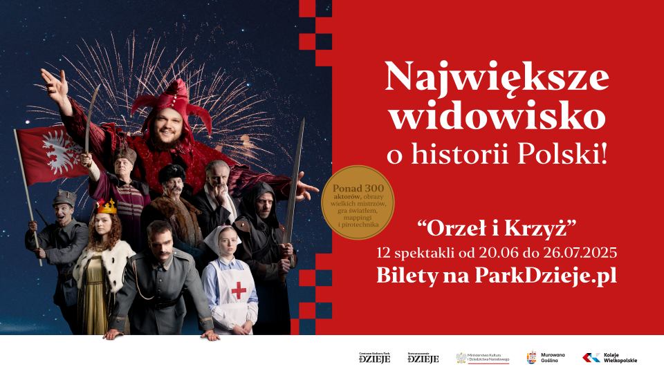 [obraz] aktorzy w przebraniach na tle fajerwerków