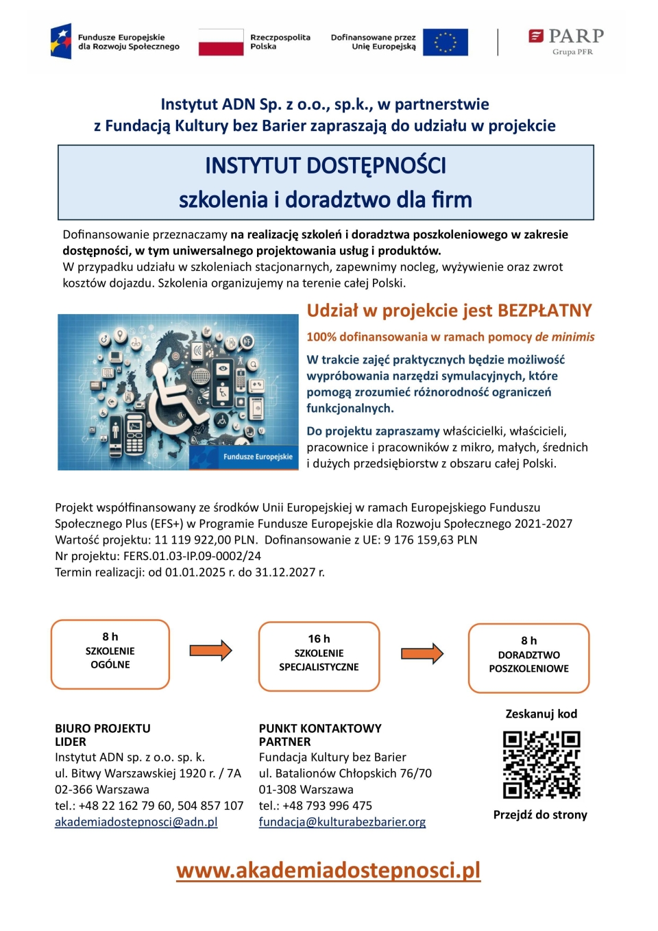plakat z treścią, Instytut ADN Sp. z o.o., sp.k., w partnerstwie z Fundacją Kultury bez Barier zapraszają do udziału w...