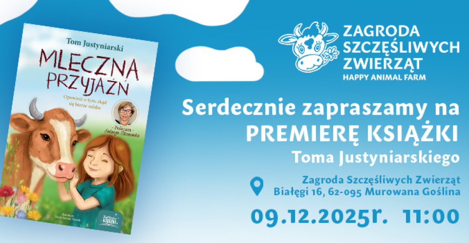 [obraz] pierwsza strona książki a na niej animowana dziewczynka i krowa