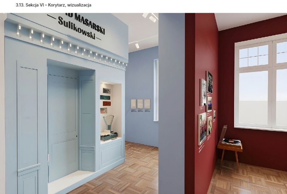 wizualizacja wnętrza pokoju stylizowanego na stare wnętrze