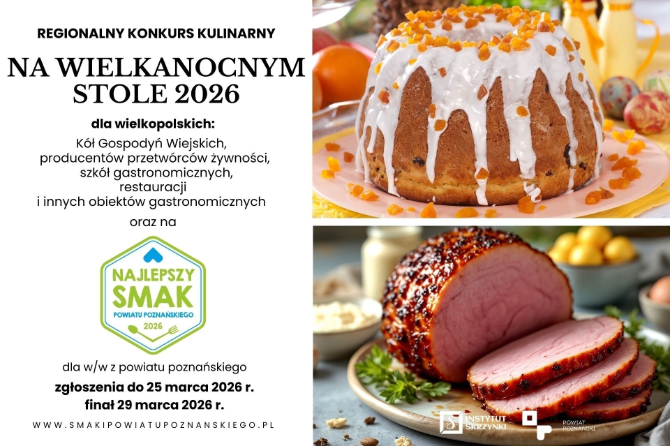 na zdjęciu wielkanocne przysmaki: babka z lukrem i pieczona szynka w plastrach