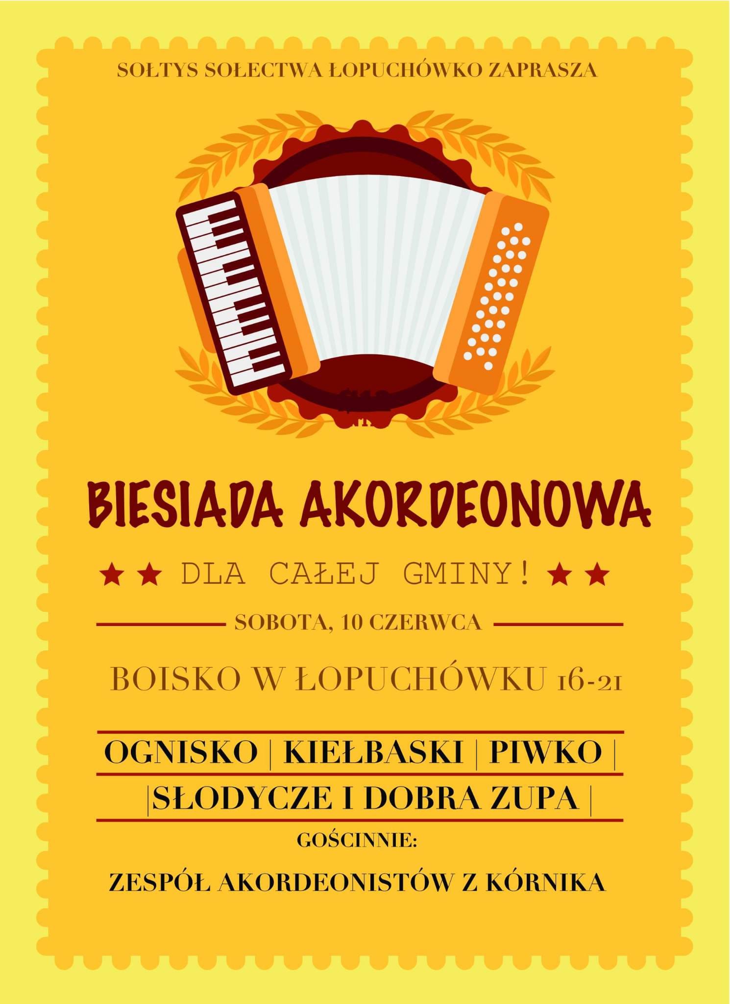 Biesiada akordeonowa w Łopuchówku, 10 czerwca, sobota, wstęp wolny