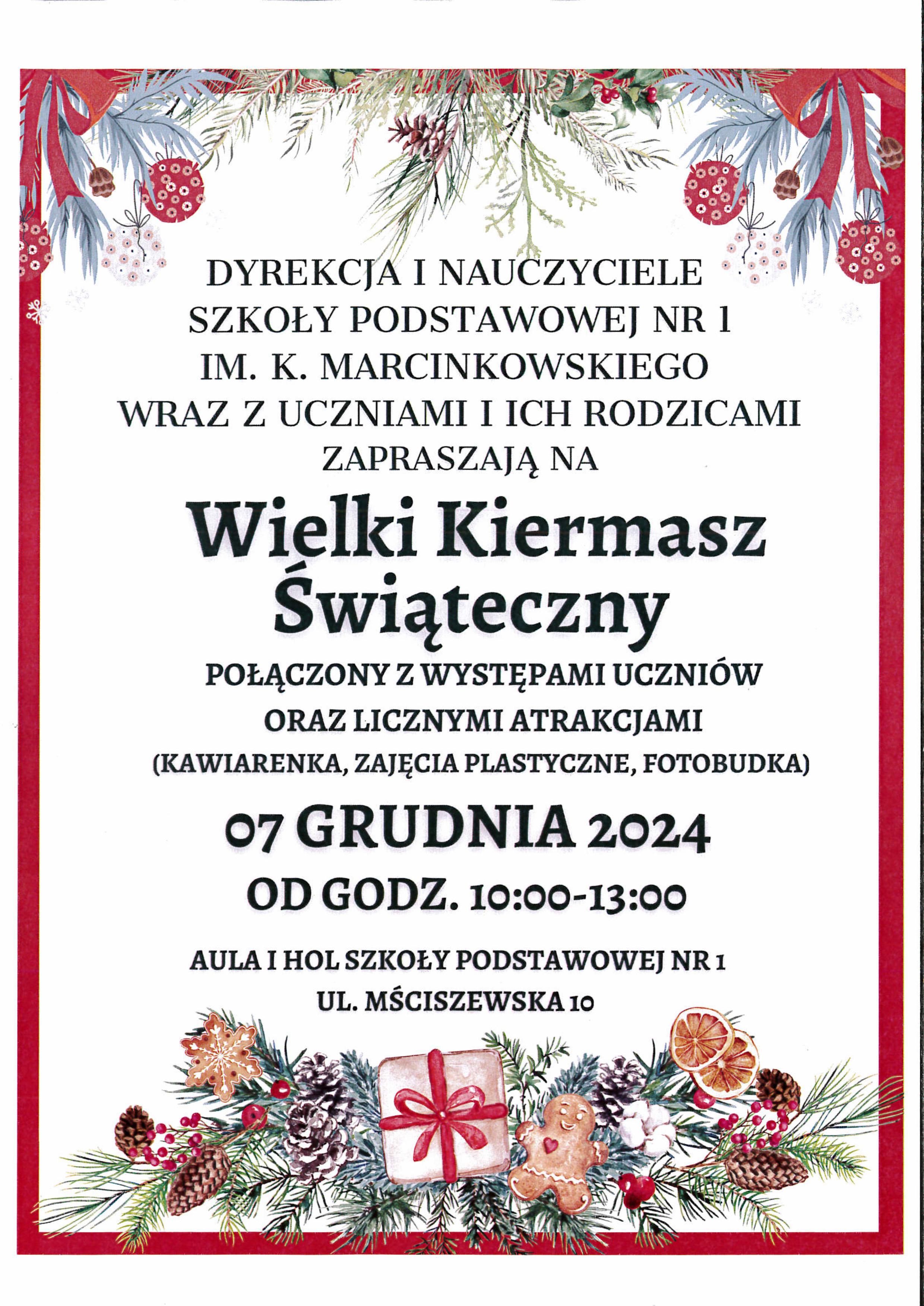 grafika stroików świątecznych, świerk, szyszki, prezenty