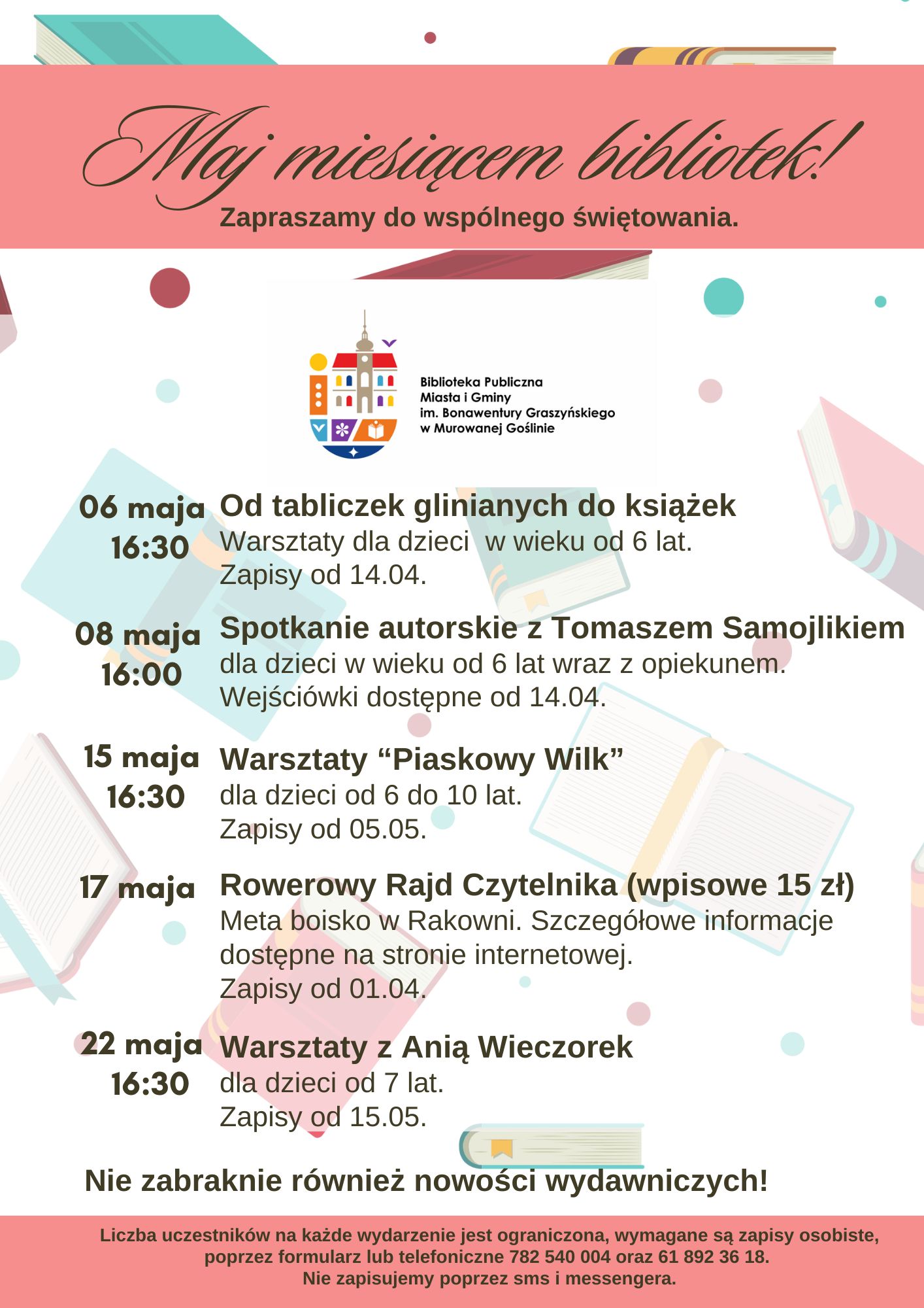 na plakacie grafiki książek w tle