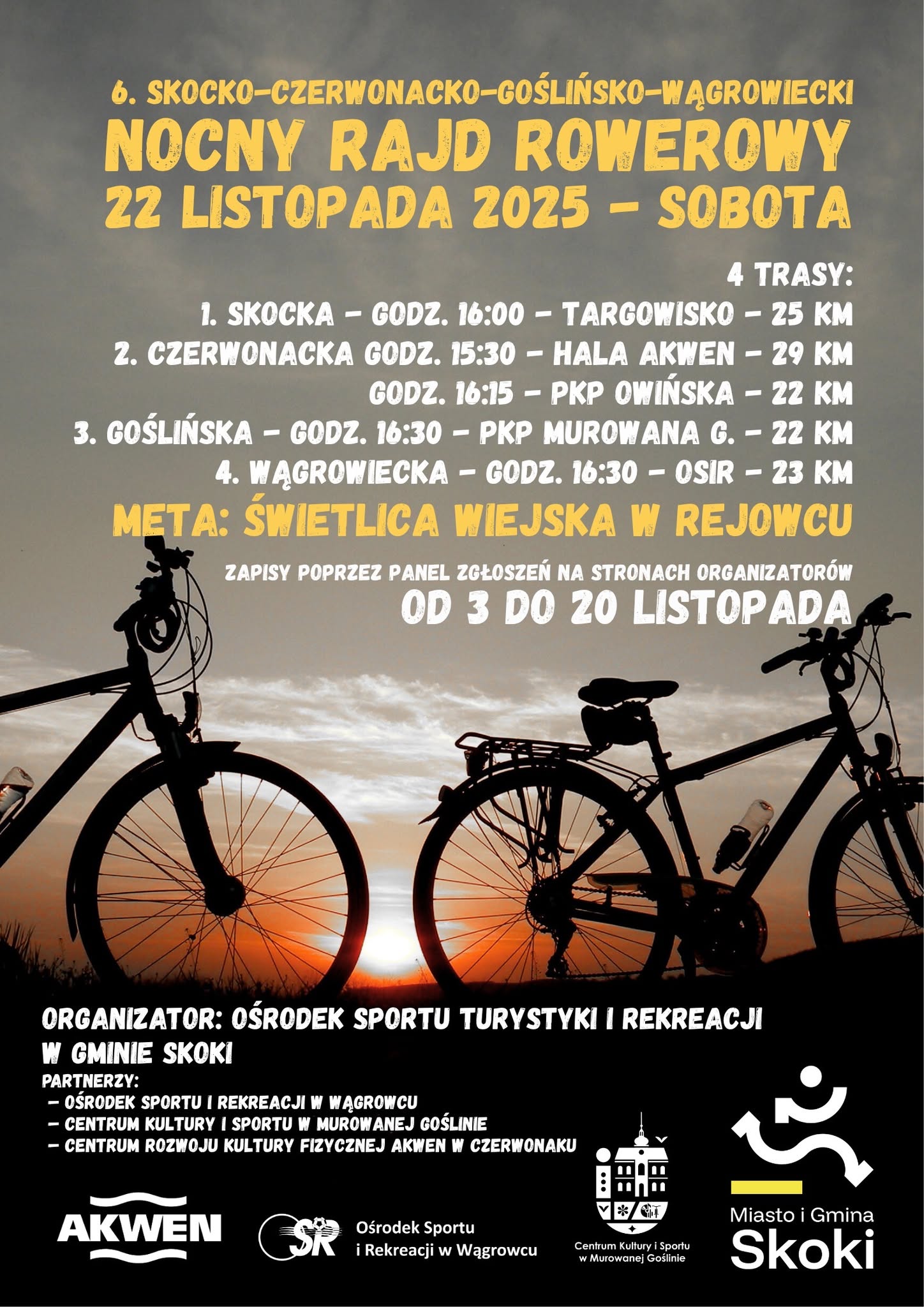 rowery na tle zachodzącego słoca