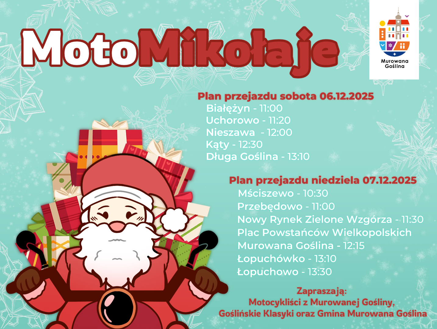 grafika Mikołaja na motocyklu
