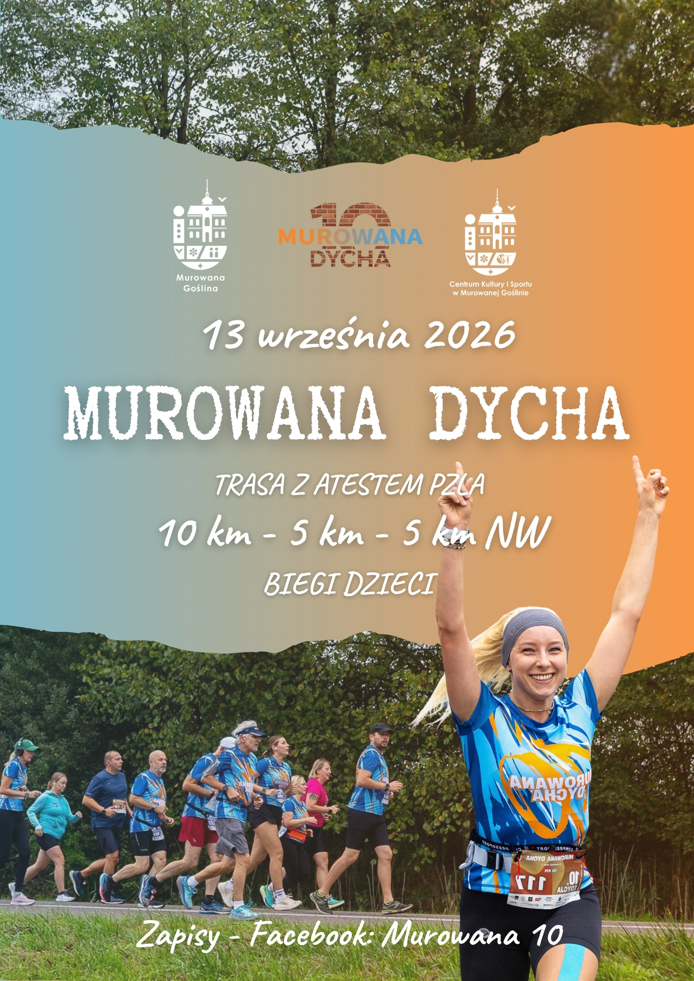 grafika przedstawia biegnącą grupę ludzi