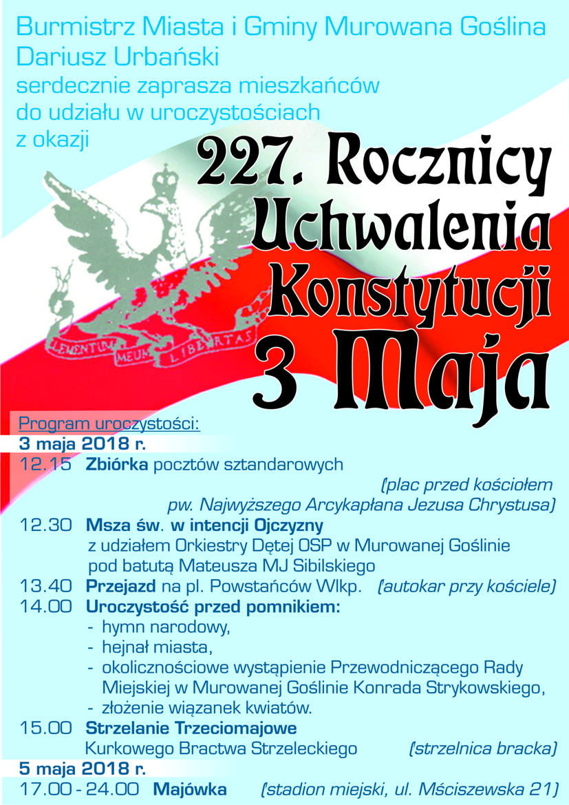 227 rocznica Uchwalenia Konstytucji 3 Maja