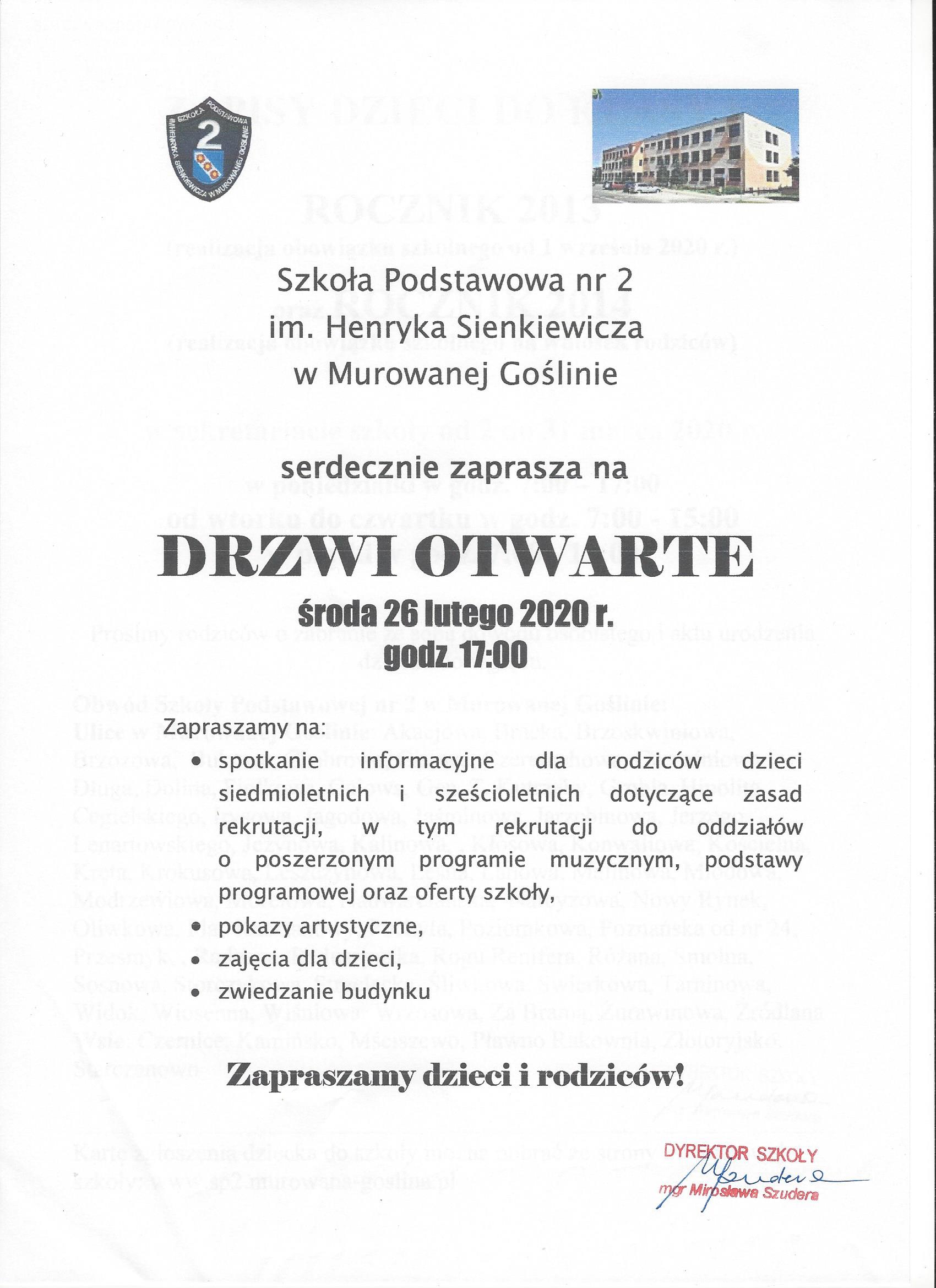 Drzwi otwarte w Szkole Podstawowej nr 2 w Murowanej Goślinie