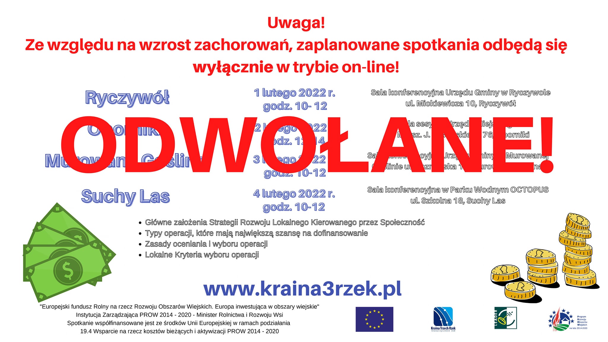 ODWOŁANE! LGD spotkania konsultacyjne