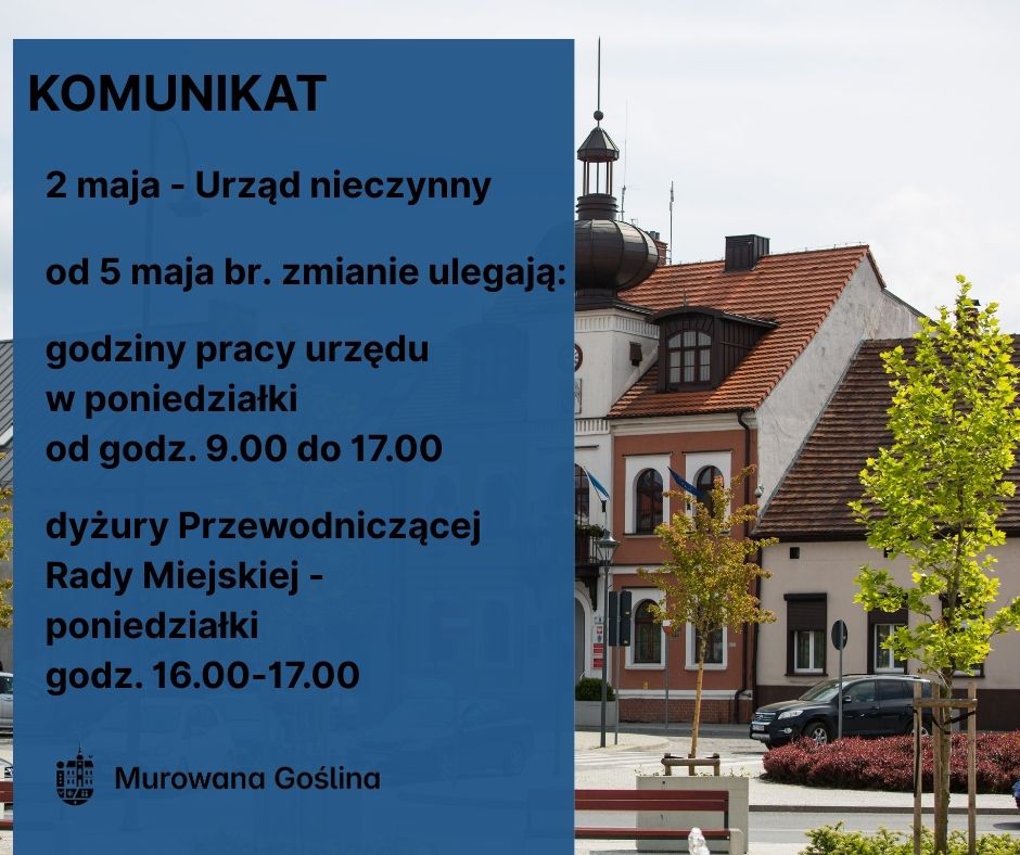 [obraz] Zmiana godzin pracy Urzędu Miasta i Gminy