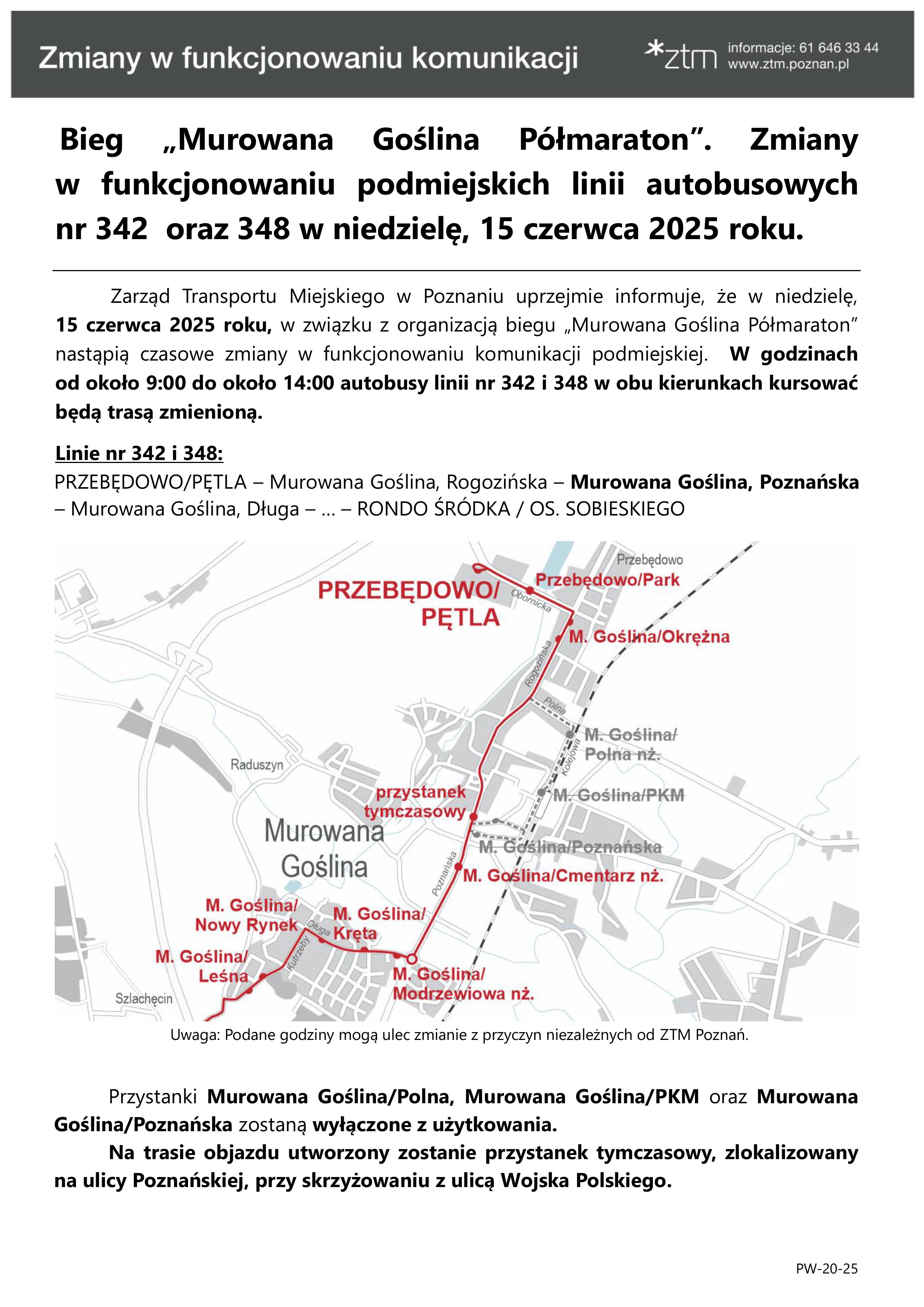 [obraz] Zmiany w funkcjonowaniu podmiejskich linii autobusowych nr 342 oraz 348 w niedzielę, 15 czerwca 2025 roku