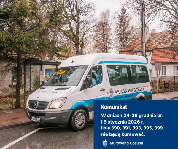 [obraz] Komunikat - linie wewnątrzgminne - kursowanie w czasie świąt