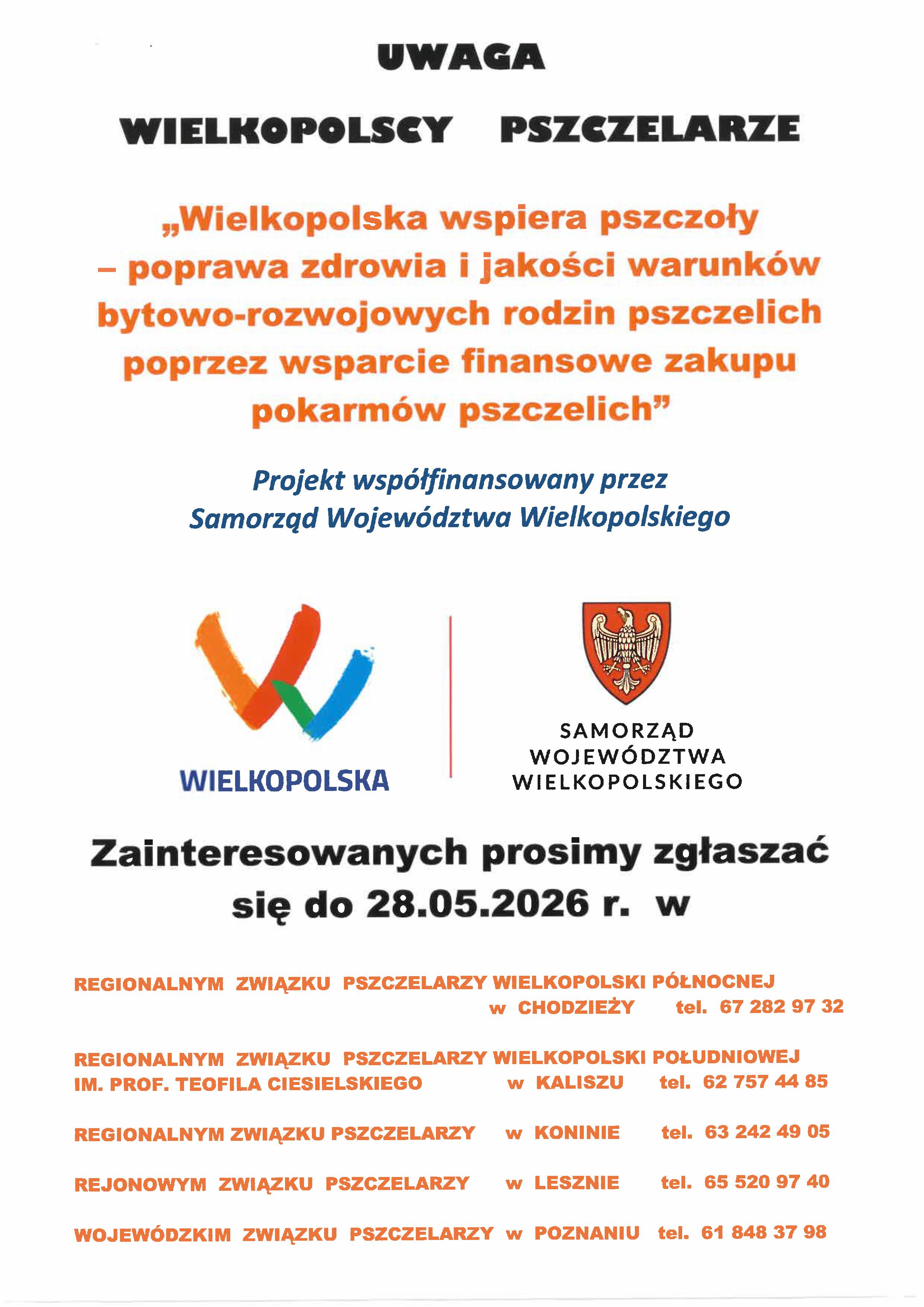 [obraz] Tekst Uwaga Wielkopolscy pszczelarze